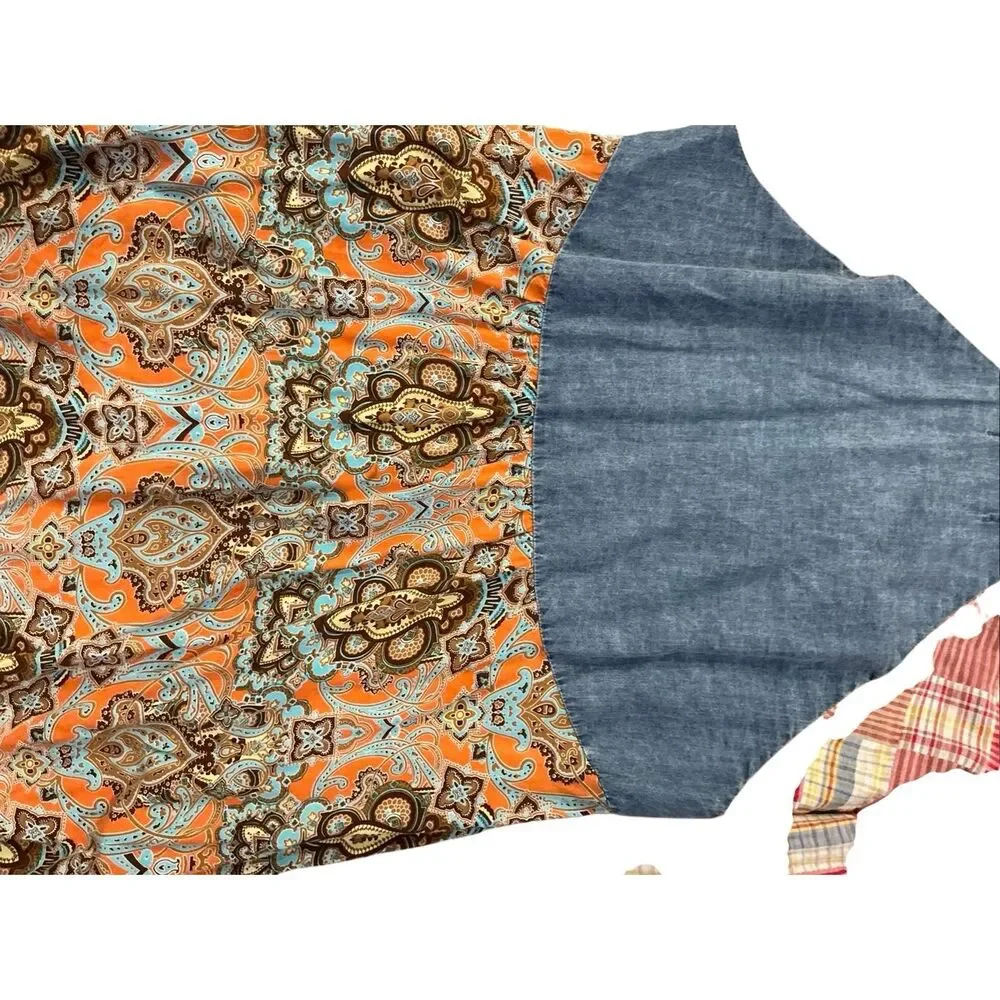 NWOT Artisan De Luxe Women's Size Medium Patchwork BOHO Button Down Shirt